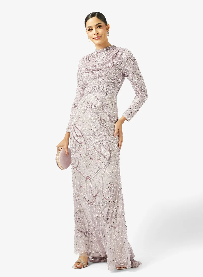 Maryisa  Long Sleeve Sequin Maxi Dress for Women | Best Price UAE